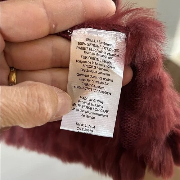 Heartloom Rosa Rabbit Fur Jacket Wine - Picture 9 of 12